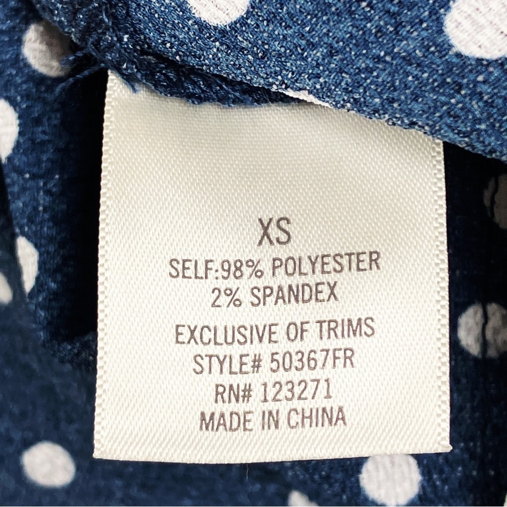 BLUE RAIN Faux Wrap Skirt Women’s SIZE XS Navy/White Polka Dot Ruffle Stretch - Picture 10 of 10